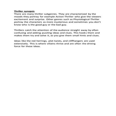 Thriller synopsis