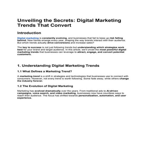 Unveiling the Secrets: Digital Marketing Trends That Convert