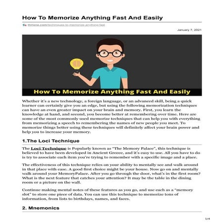 How to memorize anything fast and easily | PDF