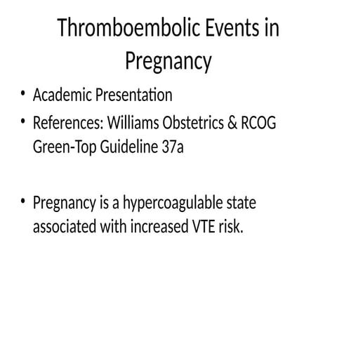 VTE risk factors RCOG GUIDELINE APPENDIX | PDF