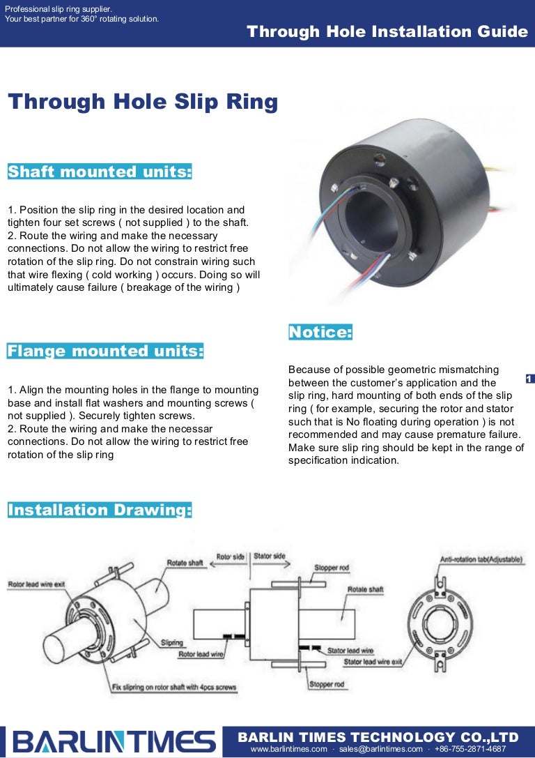 Through hole slip ring installation guide