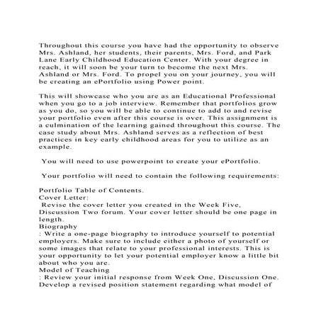 Throughout this course you have had the opportunity to observe Mrs.docx