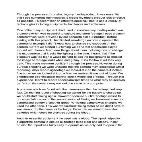 Media evaluation question 6