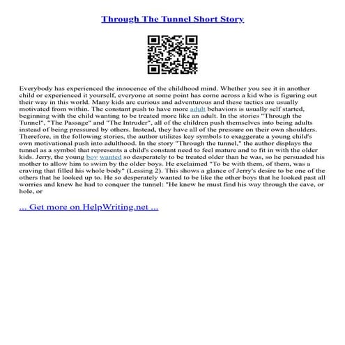 Through The Tunnel Short Story | PDF