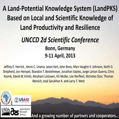 Jeffrey E HERRICK "A Land-Potential Knowledge System (LandPKS) based on local...