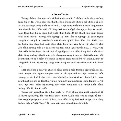 Đề tài  thực trạng bảo hiểm hàng hóa bằng đường biển  rất hay