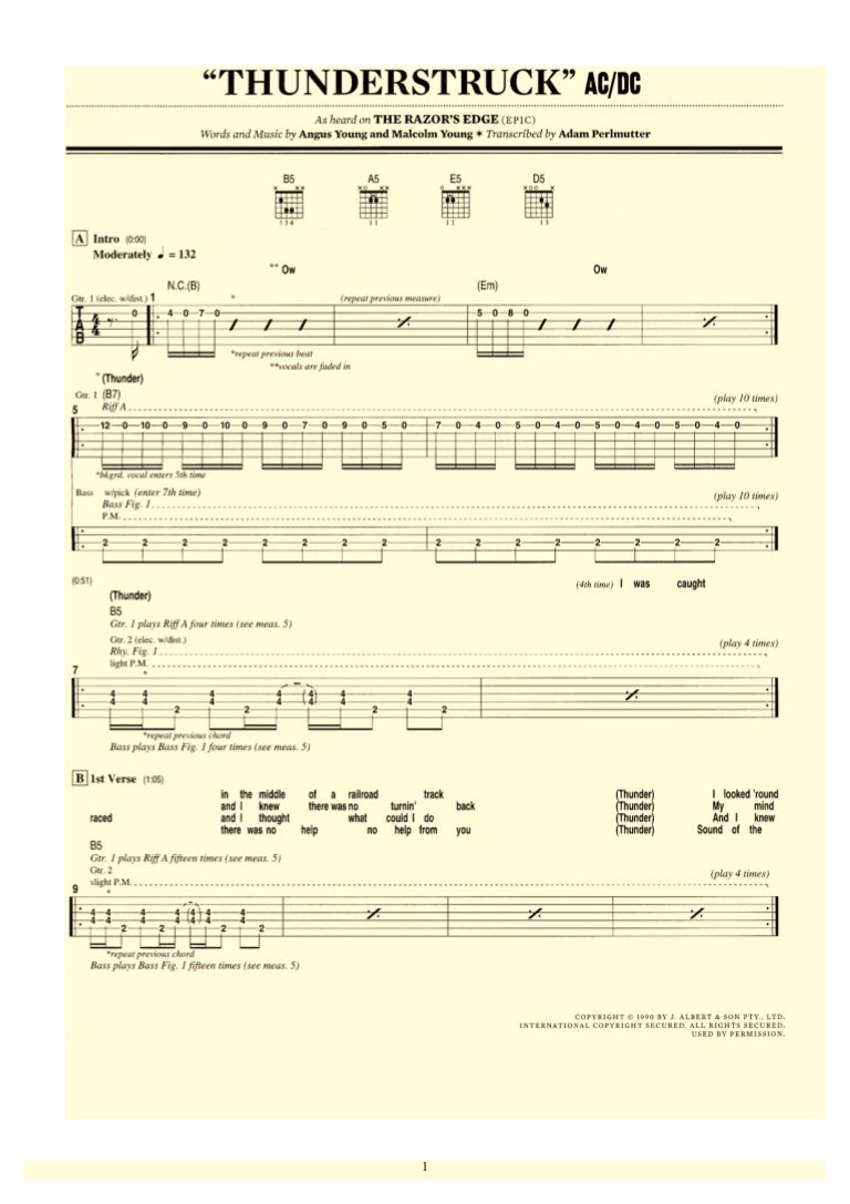 AC/DC tablatura e partitura de Thunderstruck