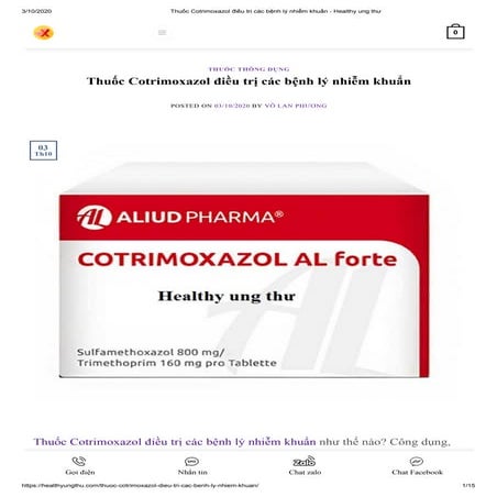 Thuoc cotrimoxazol dieu tri cac benh ly nhiem khuan | PDF