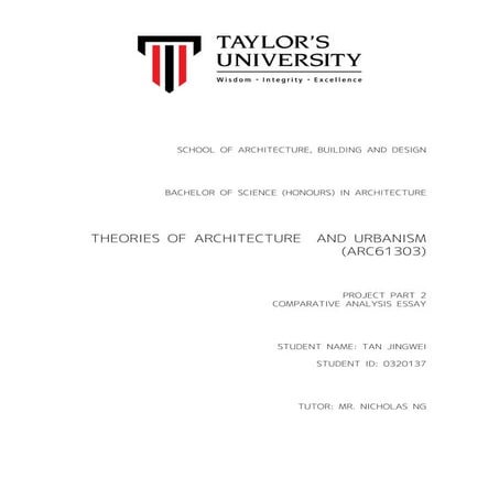 Theories of Architecture and Urbanism - Comparative Essay ft. Medan Pasar, KL...