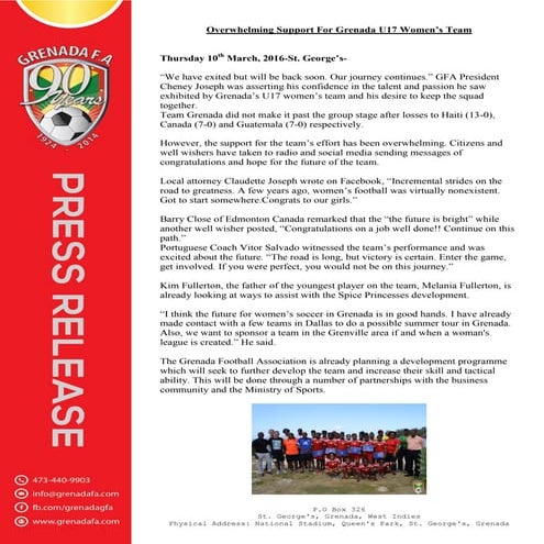 THE GOALPOST-GRENADA FA APRIL NEWSLETTER-ISSUE 16 | PDF