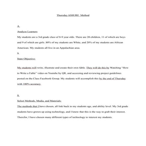 Thursday ASSURE Method 