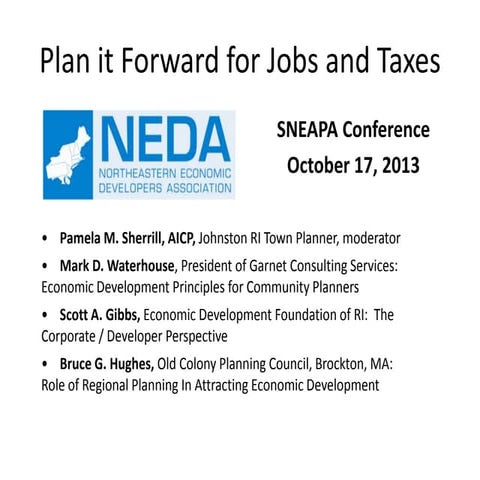 SNEAPA 2013 Thursday d4 3_30 jobs and tax revenue