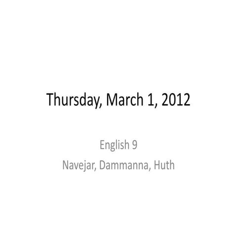 Thursday, march 1, 2012