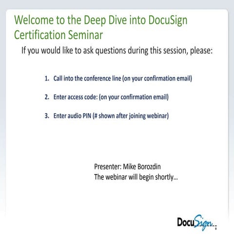 Thursday webinar   deep dive into docu sign certification
