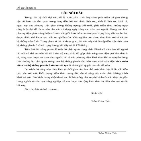 Đề tài: Tính toán kiểm tra hệ thống phanh ô tô sau cải tạo, HAY