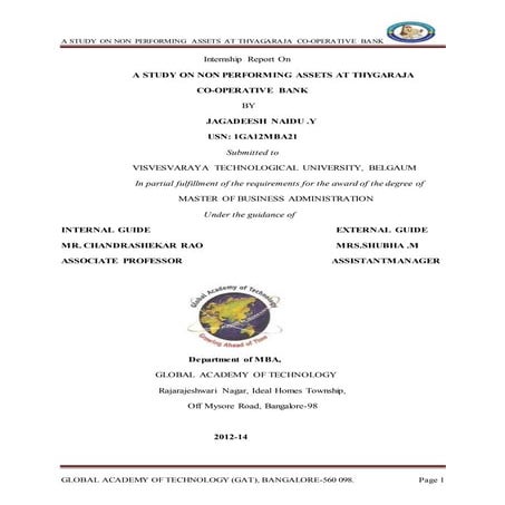 Thyagaraj co operative bank project report