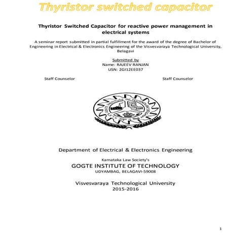 Thyristor switched capacitor