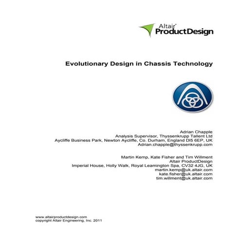 Thyssenkrupp Tallent - Evolutionary Design in Chassis Technology