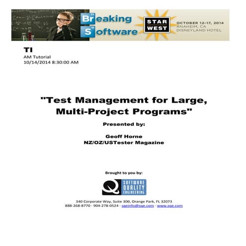 Test Management for Large, Multi-Project Programs