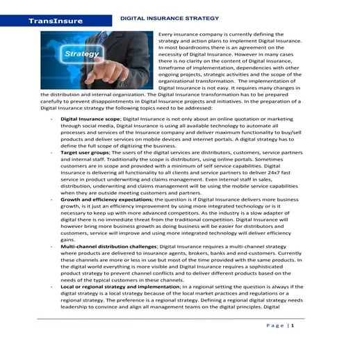 Digital Insurance strategy | PDF | Insurance | Personal Finance