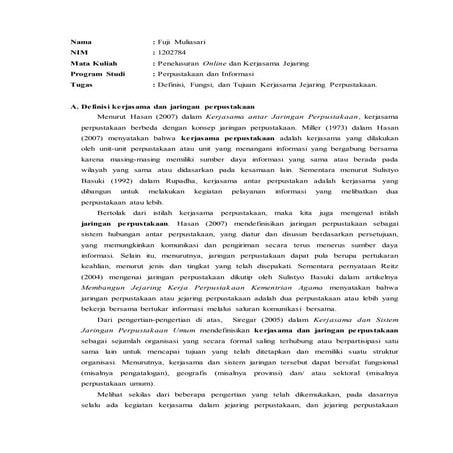 definisi, fungsi, dan tujuan kerjasama dan jaringan perpustakaan