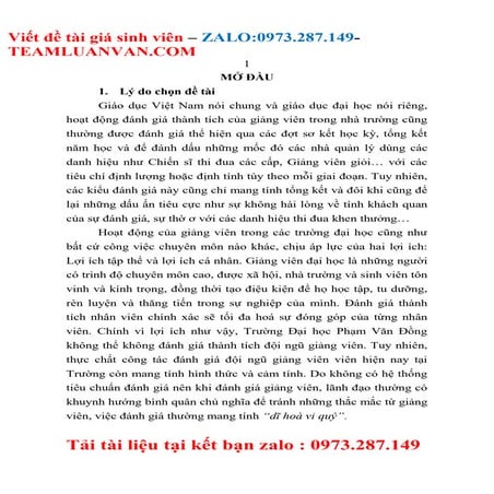 Đề Tài Đánh giá thành tích đội ngũ giảng viên trường Đại Học Phạm ...