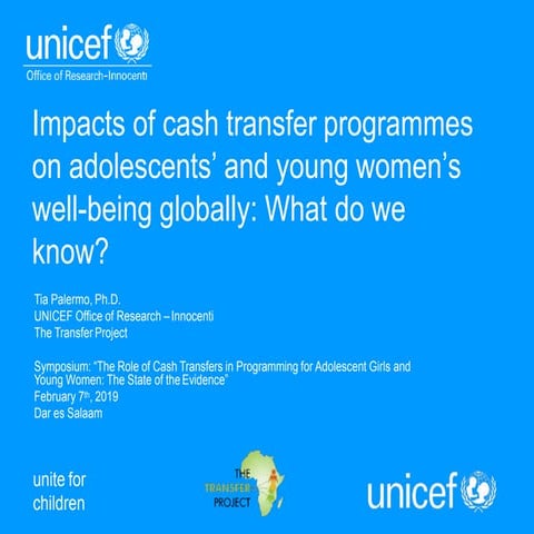 Impacts of Cash Transfers on Adolescents' & Young Women's Well-Being Globally...