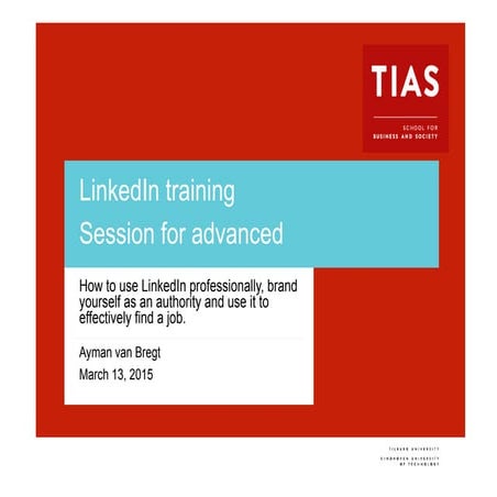 TIAS - LinkedIn training - MSc advanced