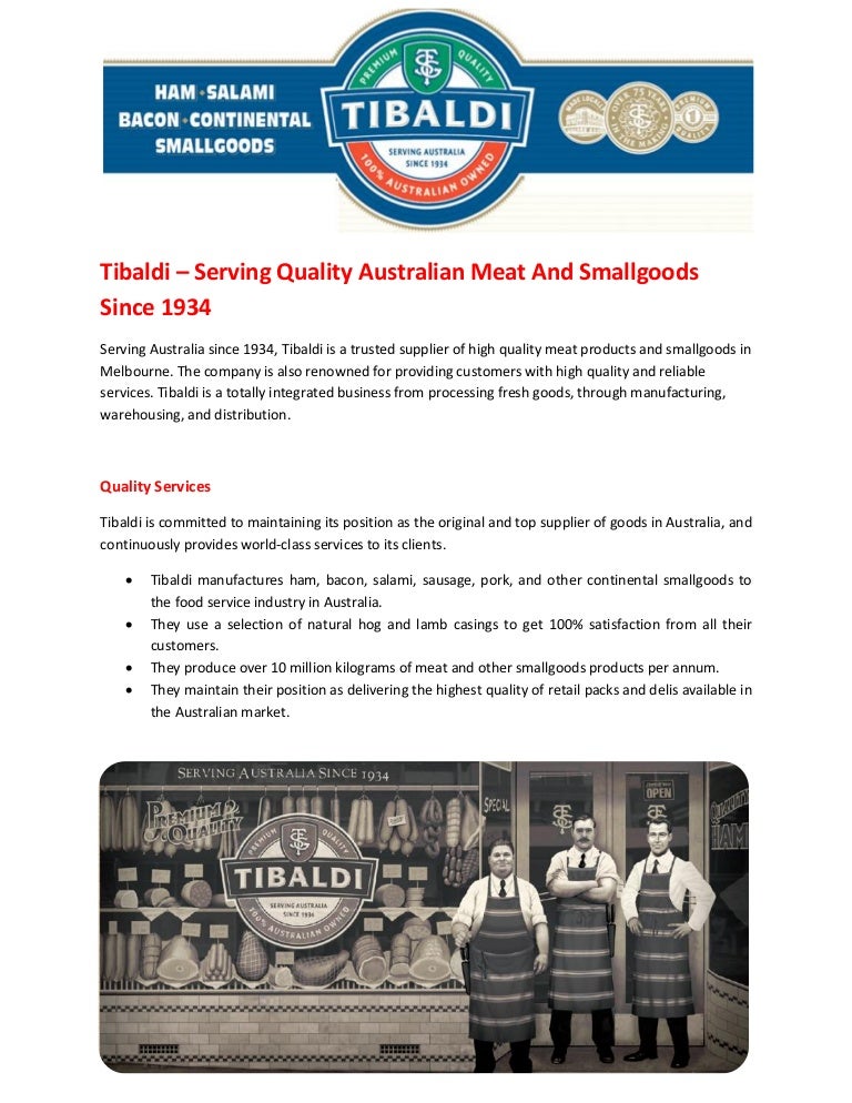 Tibaldi Serving Quality Australian Meat And Smallgoods Since 1934