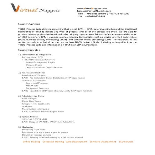 Tibco i process ( staffware ) online & corporate training by virtual nuggets