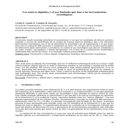 Los nativos digitales y el uso limitado que dan a las herramientas tecnológicas
