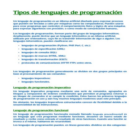 Tipos de lenguajes de programación