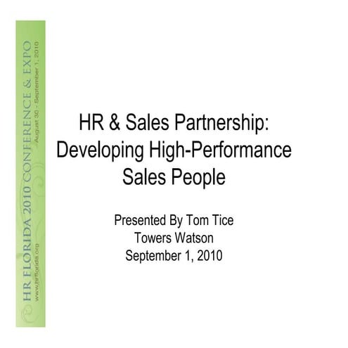Tice - HR & Sales Partnership:  Developin High-Performance Sales People
