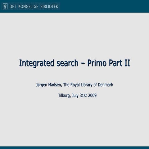 Primo at Ticer 2009 - afternoon session