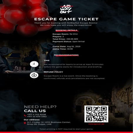 Gift card NoWayOut Escape Rooms | PDF