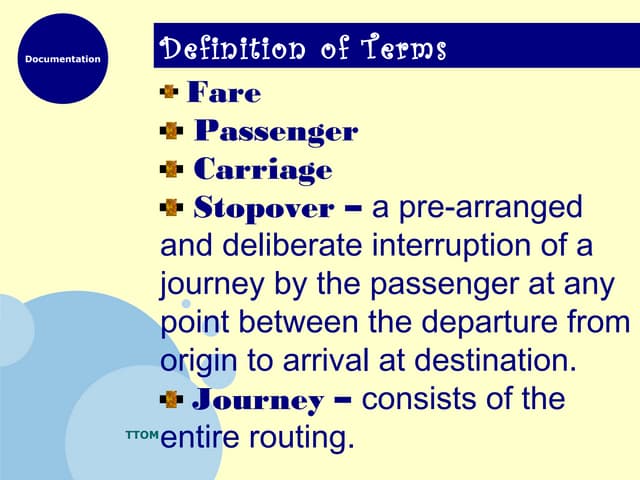 Ticket and airline terms (Airport m...