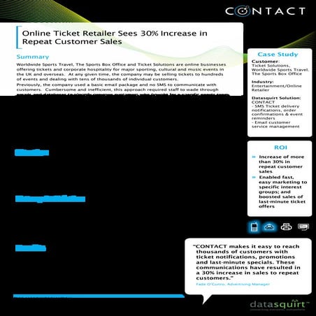 Ticket Solutions   Contact Case Study
