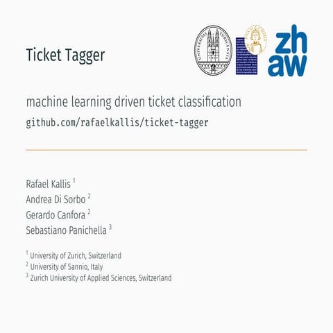 Ticket Tagger at IEEE ICSME 2019