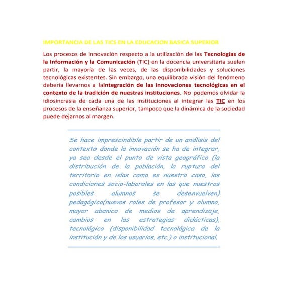 Innovación educativa y el uso de las tic´s | PDF