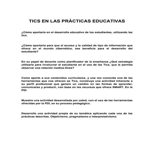 Tics en las prácticas educativas