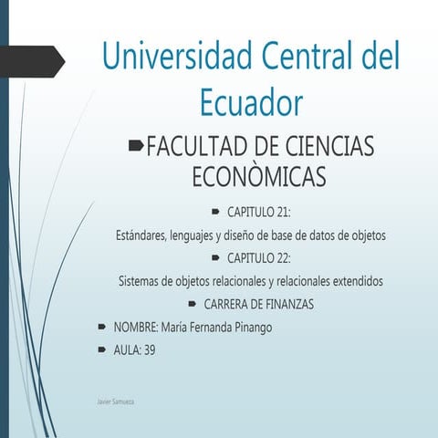 Capítulo 21 (Estándares, lenguajes y diseño de base de datos de objetos) y Ca...