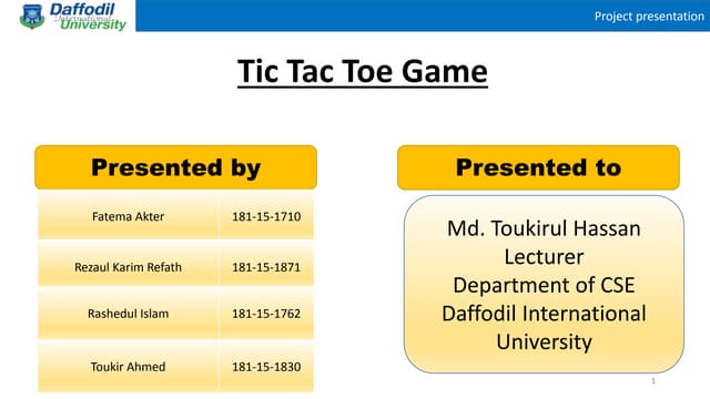 Tic toc game presentation