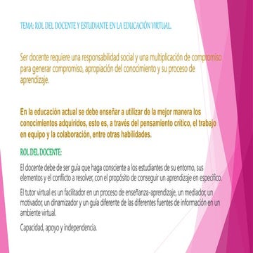 Caracteristicas de los roles del estudiante y el docente | PPTX