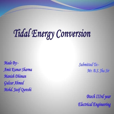 Tidal power generation