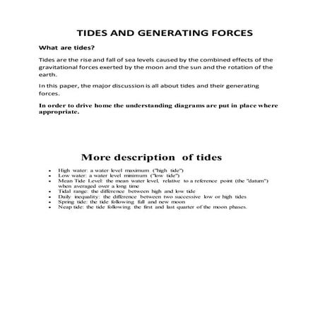 Tides  and generating forces