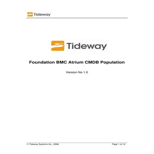 Tideway Foundation 7.2 Cmdb Population