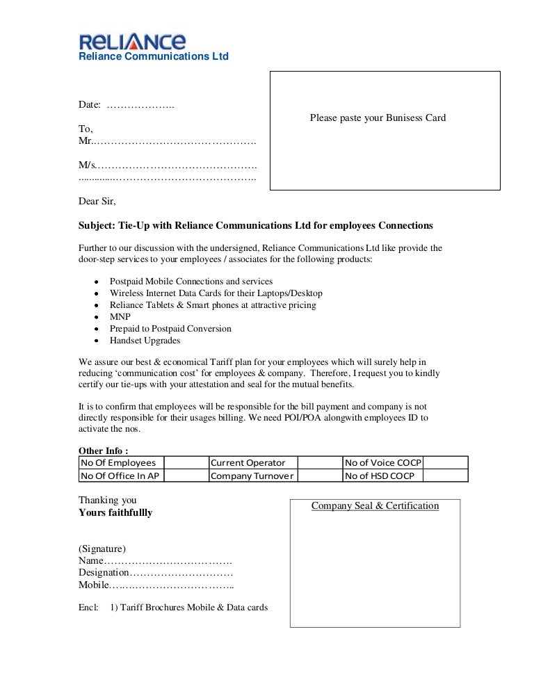 Tie up letter - eoep final