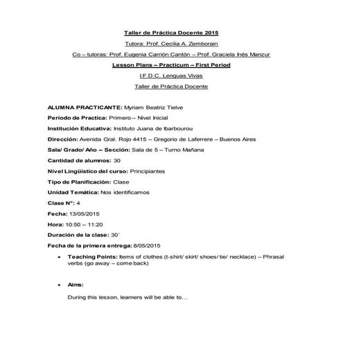 Kindergarten - Lesson plan 4