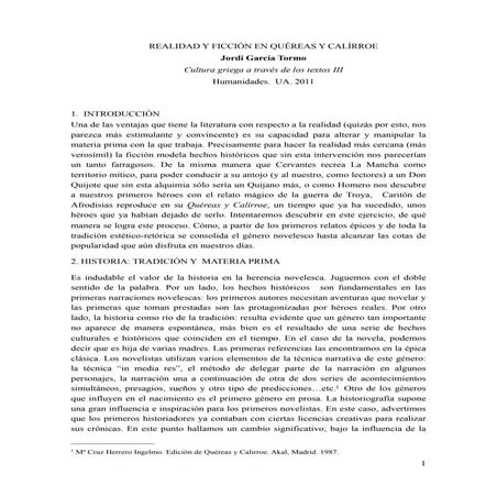 Realidad y ficción en Quéreas y Calírroe