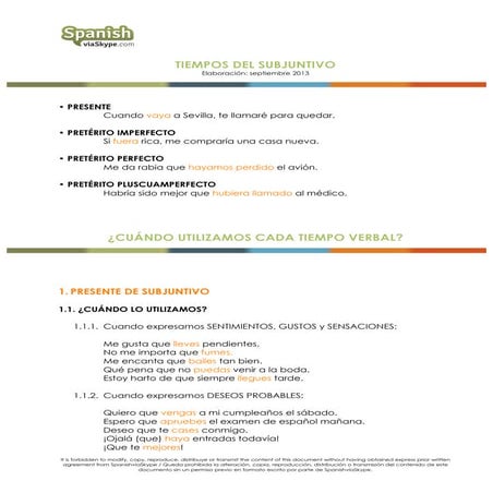 Spanish Subjunctive - Verb Tenses